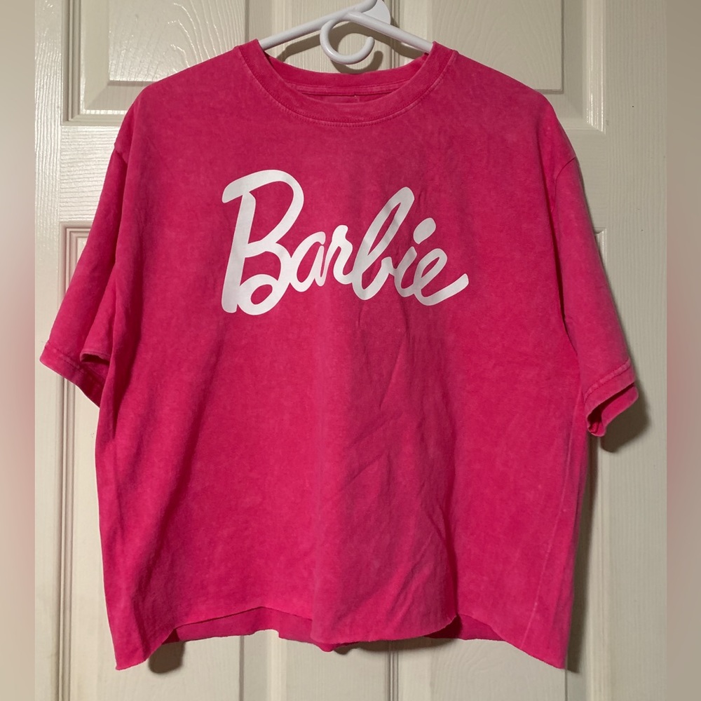 Hot pink Barbie crop top adult large